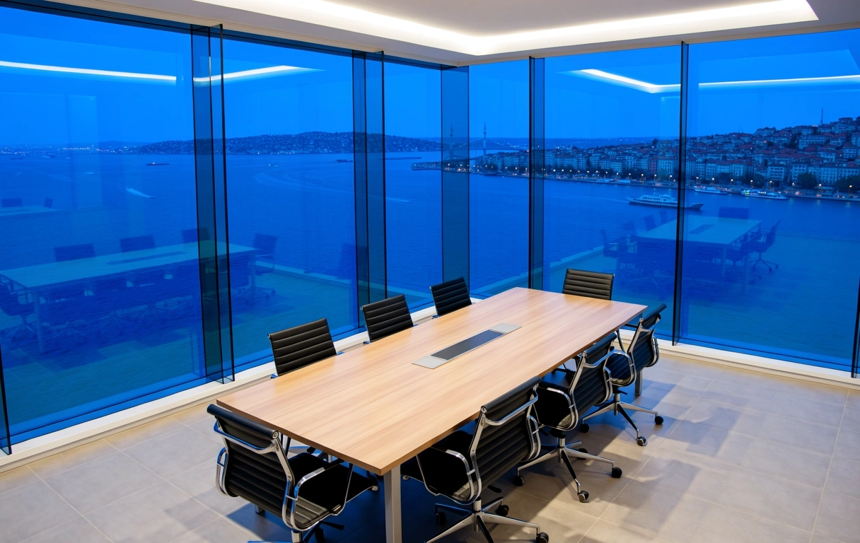 Istanbul business district at dusk